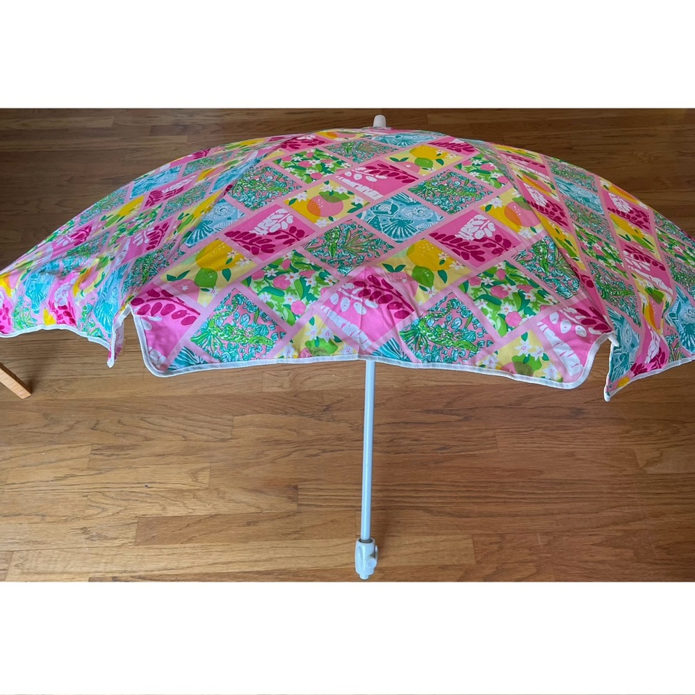 Rare Lilly Pulitzer 2000s Patchwork Print Beach Umbrella HTF